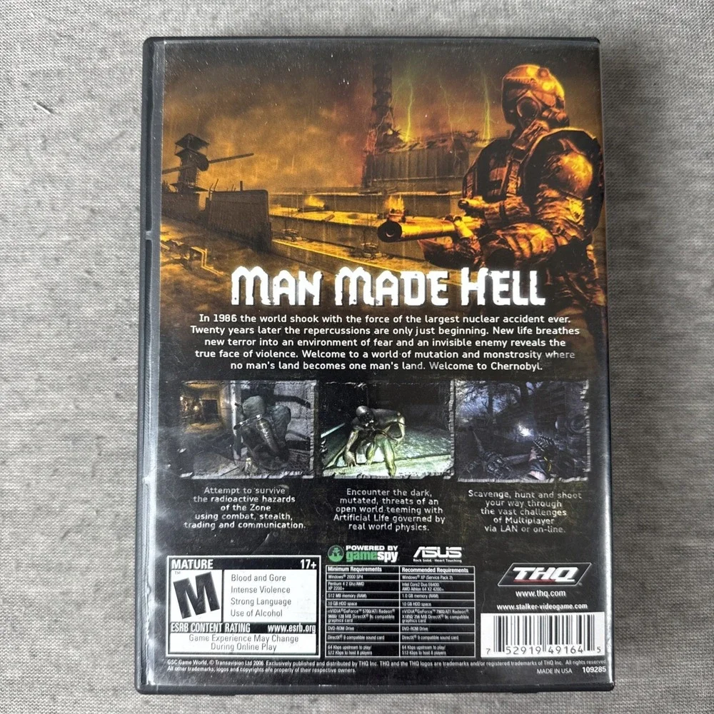 S.T.A.L.K.E.R. Shadow‎ of Chernobyl PC Game Disc w/ Original Manual